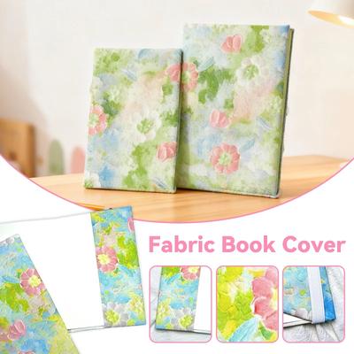 Capa para Livro Estampada com Flores A5/A4/B5 Manga de Tecido com Padrão de Gato Fofo Estojo para Planner de Tecido Capa Protetora Decoração para Caderno