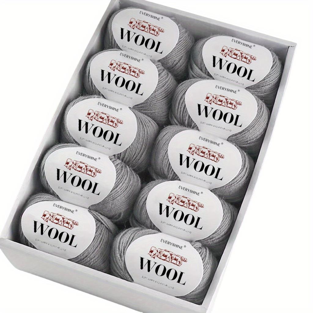 10-Pack Wool Blend Yarn Medium-Fine 80% Wool 20% Polyester Multi-Color Assortment for Knitting & Crochet Soft & Warm 500g Total