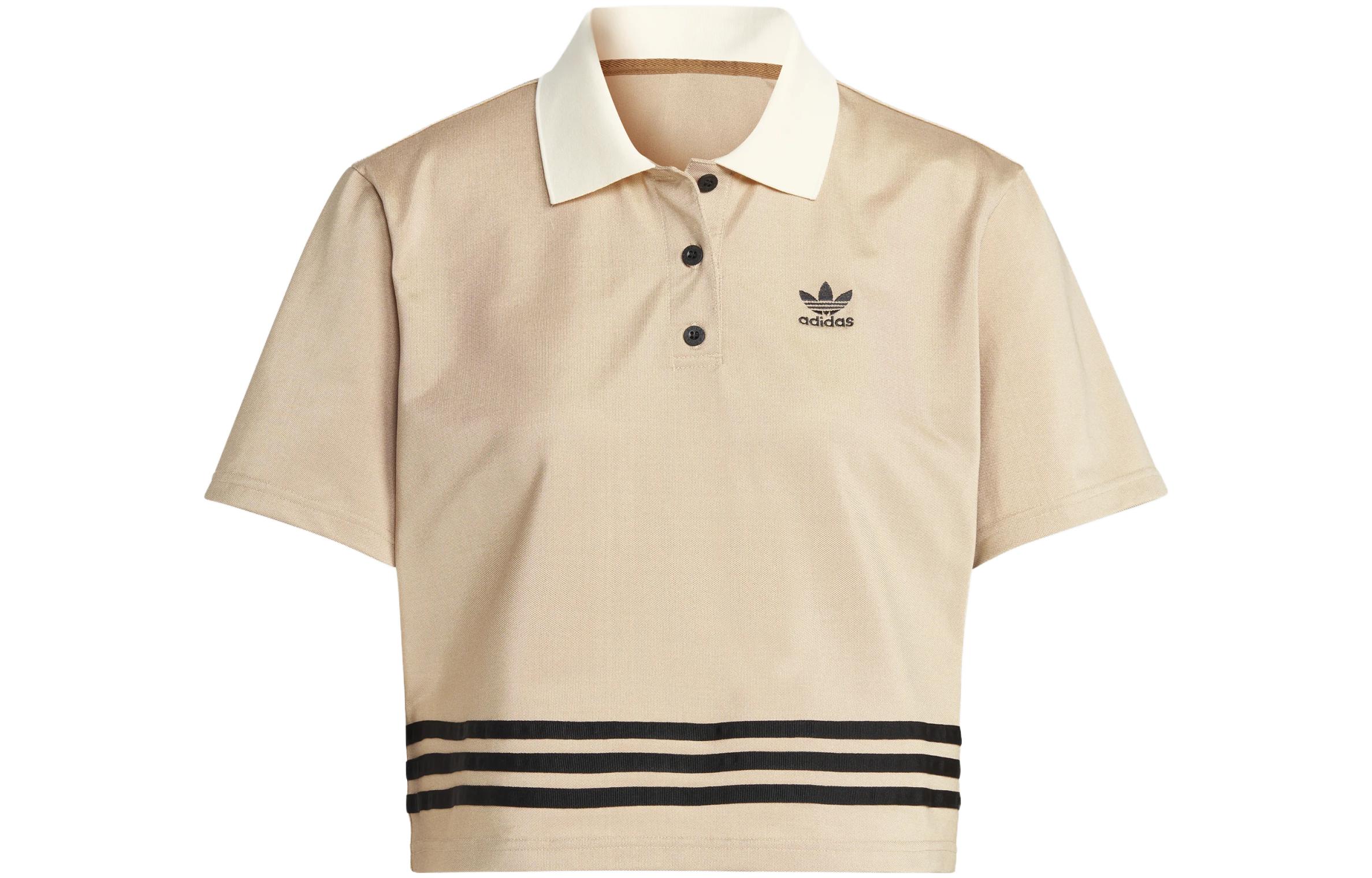 adidas originals Women s Adicolor 70s Polo Shirt  Brown Desert  IK7850 XS