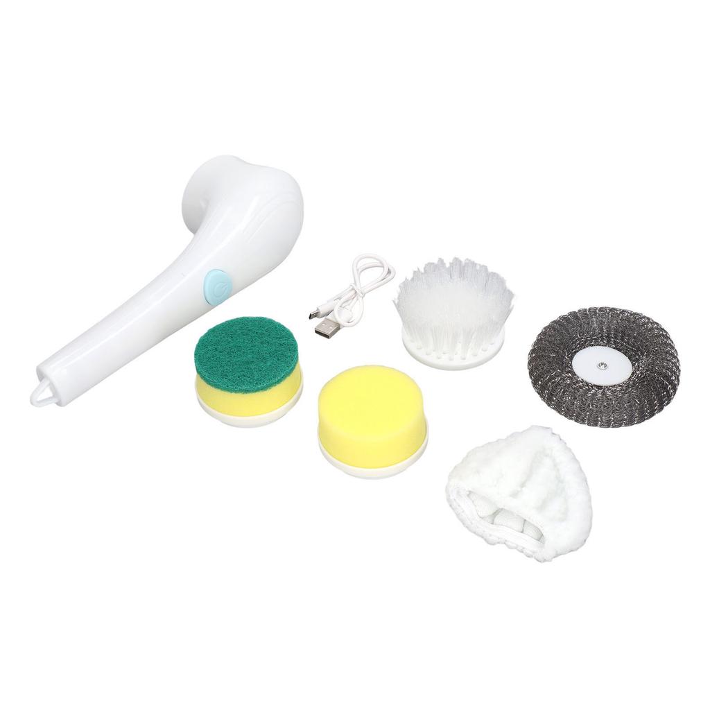 Electric Cleaning Brush Cordless Handheld Electric Spin Scrubber with 5 Brush Heads for Home