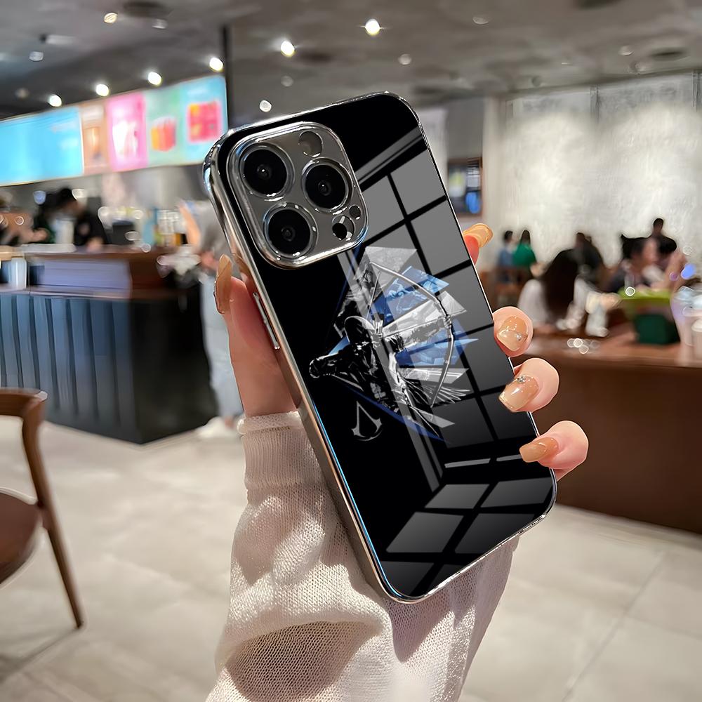 

Чехол для телефона Assassins Creed Для IPhone 17 Pro Max 15 Pro 16 14 Plus 12 13 Mini 11 Pro Ударопрочный Электроplated Стеклянная крышка iPhone 11 Pro