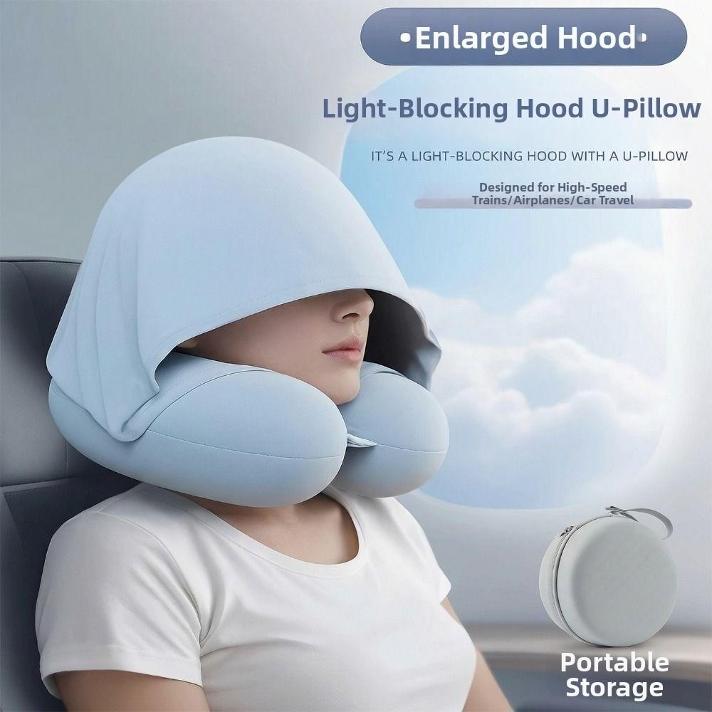 Slow Rebound U-Shaped Neck Pillow Foldable Design Ice Silk Neck Rest Cushion Long Flights
