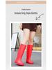 Women's Fashionable Non-Slip High-Top Rain Boots with Fleece Lining for Warmth