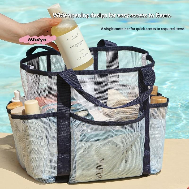 M-Handtasche Große Kapazität Reise Badeanzug Aufbewahrungs-Organizer Tragbare Tote Schwimm-Netz-Urlaubs-Aufbewahrungstasche Neue Sporttasche