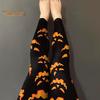 Halloween Pumpkin Leggings Mid-rise Elastic Waistband Skinny Fit Bottoming Pants Girls Cosplay Outfit Tights