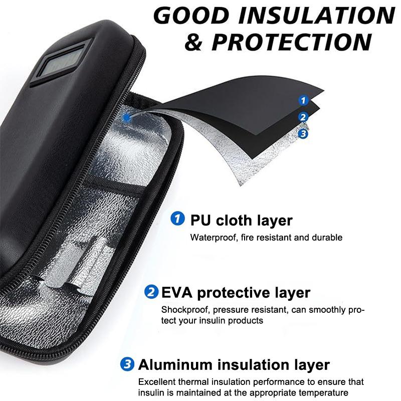 Reusable Insulin Travel Case With Thermometer Display Medicine Organizer Bag Waterproof Insulin Cooling Bag For Diabetics