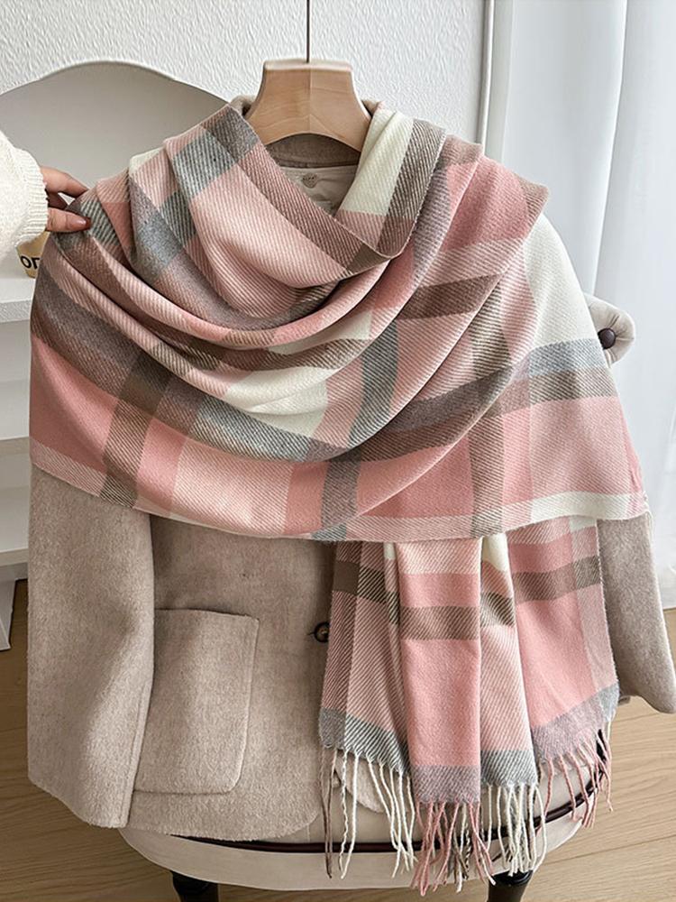 Women Winter Knitted Scarf Headscarf Lady Men Casual Plaid Tassel Warm Scarve Male Foulard Wrap Shawl New Unisex Korean New