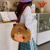 Large Capacity Capybara Shoulder Bag Cute Cartoon Doll Backpack Brown Plush Capybara Daypack  Gifts