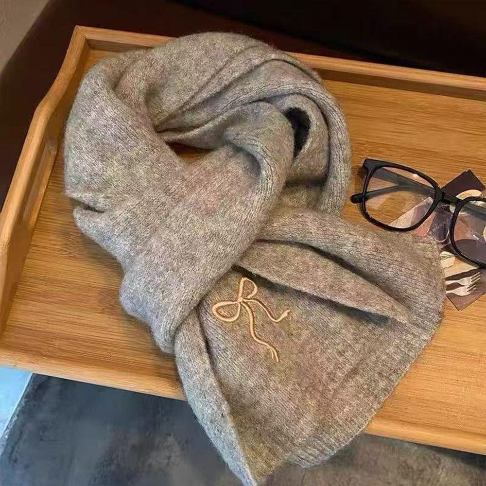 Thicken Women Scarf Solid Color Knitted Scarf Soft Neck Warmer  Autumn Winter
