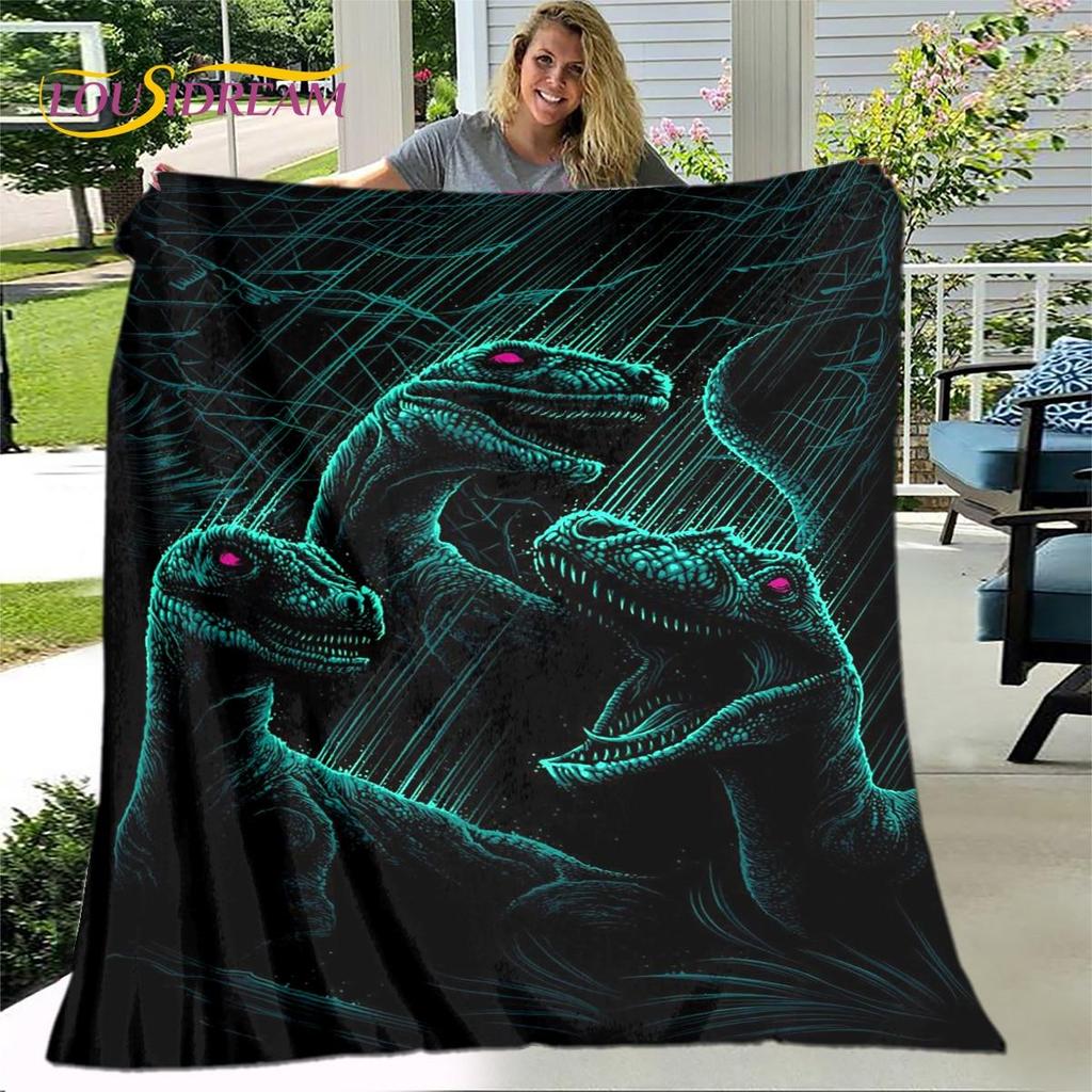 New Cartoon Jurassic Park Blanket,Flannel Blanket Throw Blanket,Soft Warm Blanket for Living Room Bedroom Beds Sofa Decor Gift