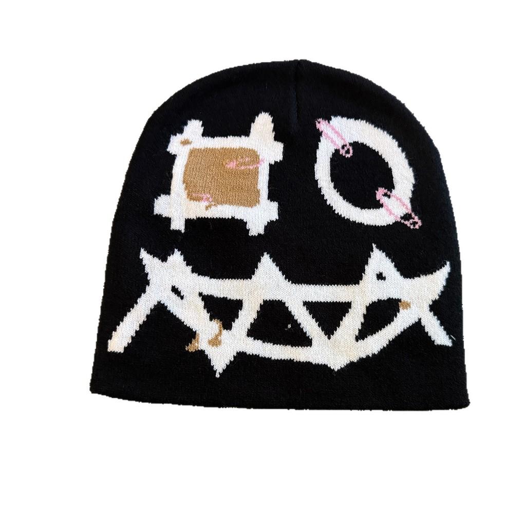 Urban Knit Fashion Hat Demon Face Knitting Pattern Teens Adults Cold Season