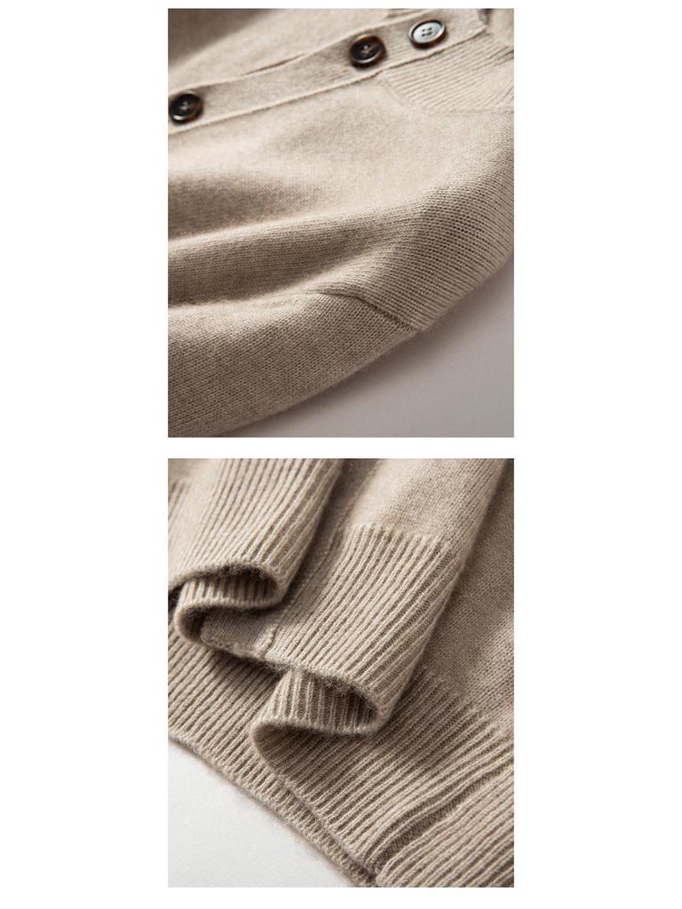 Men's Business Casual Cashmere Cardigan - Thick Stand Collar Wool Knit for Autumn & Winter