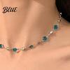 Lightweight Butterfly Jewelry Blue Necklace Women Rhinestone Choker Pendant Versatile