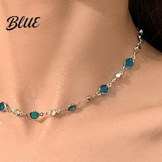 Lightweight Butterfly Jewelry Blue Necklace Women Rhinestone Choker Pendant Versatile