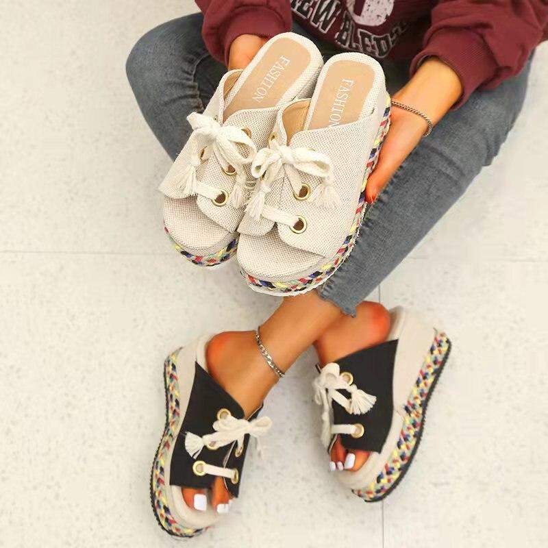 Moteriškos moteriškos storapadės šlepetės Moteriškos moteriškos storapadės šlepetės vasarinės moteriškos PU šlepetės aukštakulniai