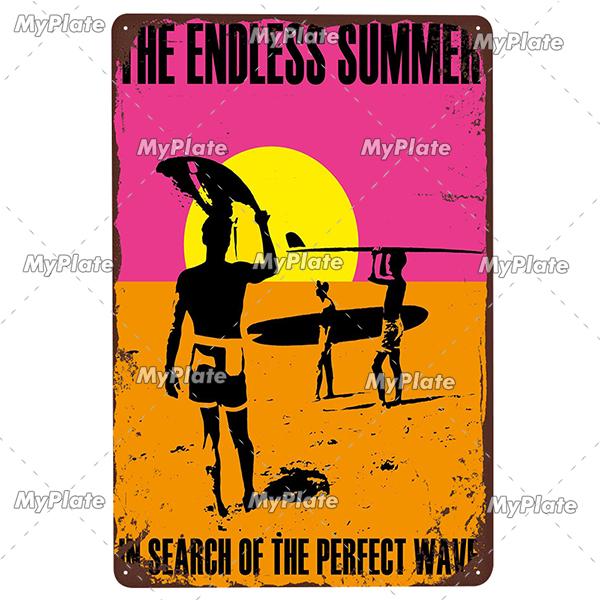 Surf Shop Vintage Metal Signs Decor Rust Tin Sign Wall Art Stickers Hawaii Poster for Bar Pub and Club Room Wall Art Decoration