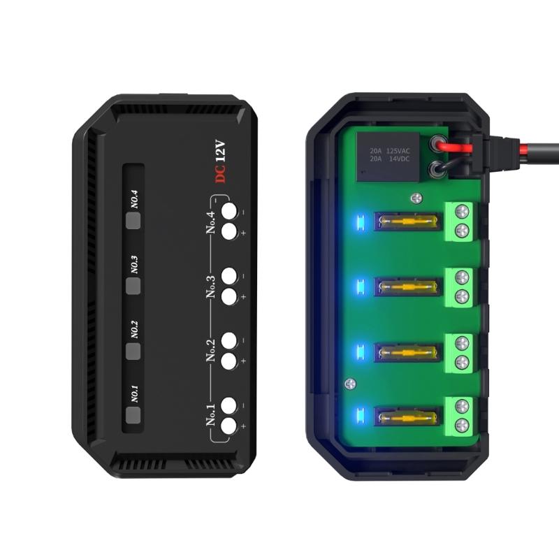 12V 4 Way e  Block with LED Indicator 4 Circuit 20A  Box Holder Block Panel for Auto Car Boat Truck