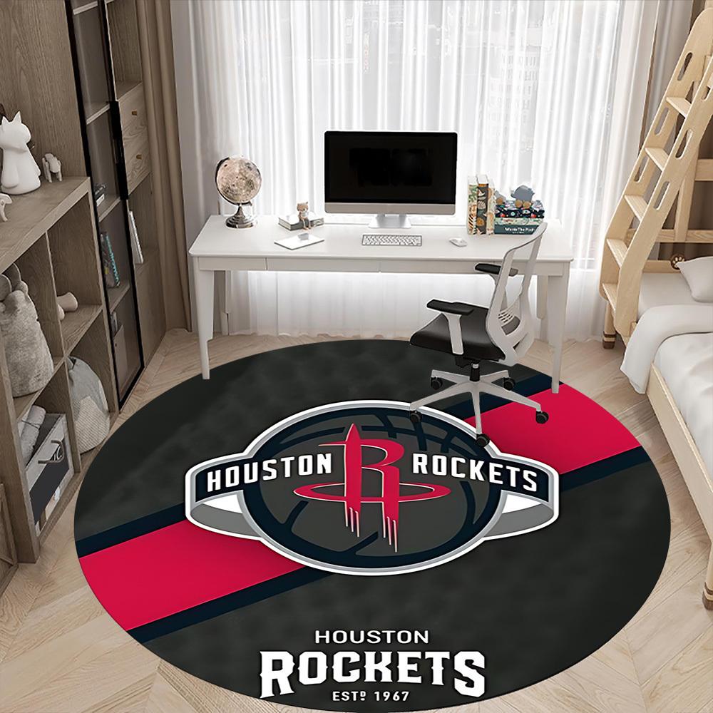 1pc Rockets Houston Office Round Area Rug, Indoor Mat Suitable For Office, Bedroom Living Room Home Decor, Room Deco, Offic A0926209