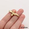 3pc Girl Pendant Hot Pink Oil Dripping Stainless Steel Plant Tree Flower Charm Pendants For Jewelry Making Supplies DIY Keychain