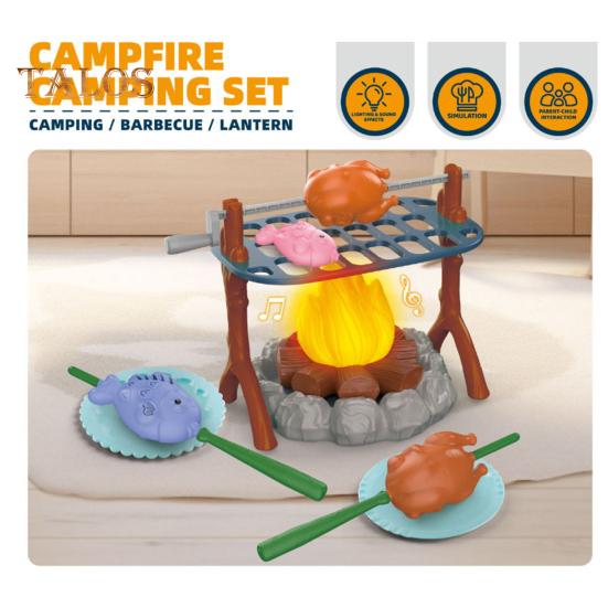 40 Teile/satz Lagerfeuer Spielen Lebensmittel Spielzeug Indoor Outdoor Kinder Simulation Camping BBQ Picknick Kochen Zubehör Spielset Kleinkind Pretend Küche Spielzeug