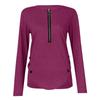 Womens Casual  Zipper Longsleeved Neck Button Tshirt Top