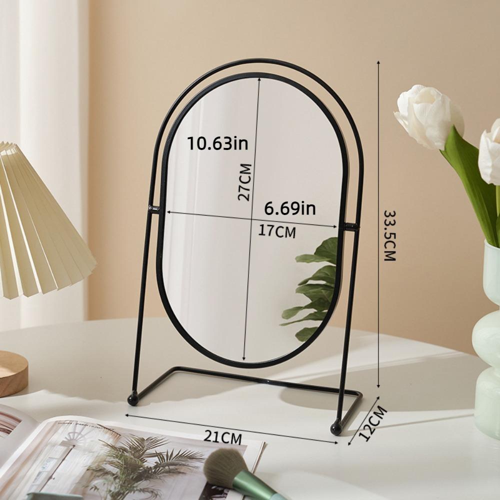 Iron Art Vanity Mirror Iron Frame Desktop Stand Mirror Beauty Nordic Makeup Mirror  Household
