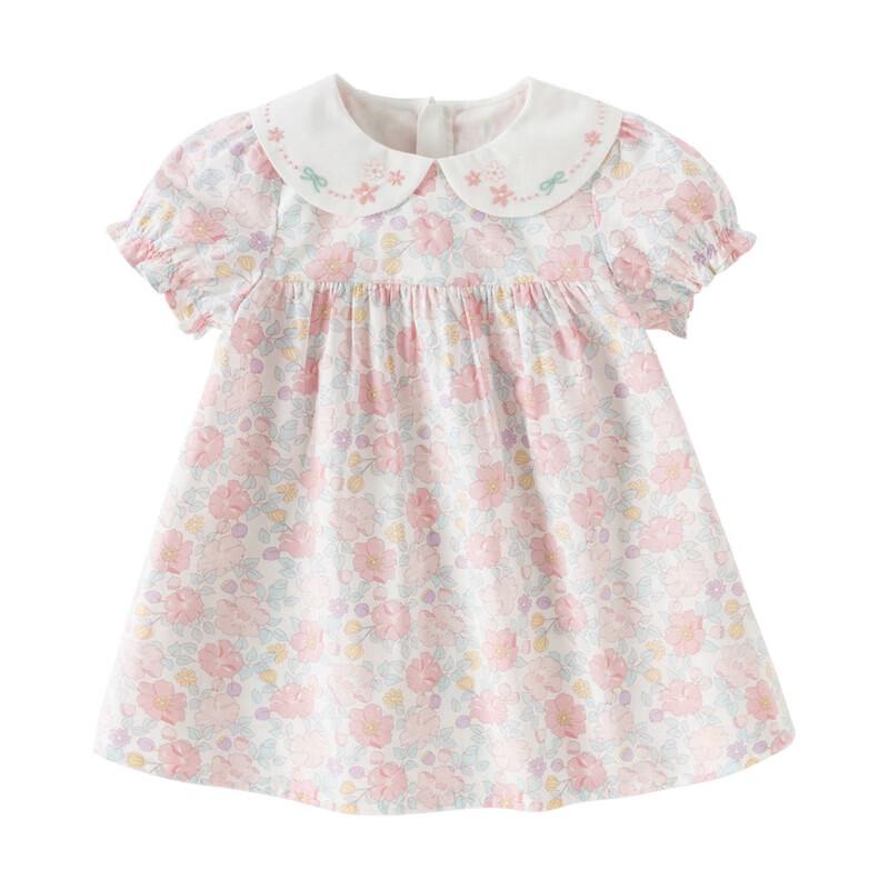 DAVE & BELLA Girls' Floral Print Cotton A-line Dress