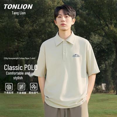 TonLion Men's Heavyweight Casual Short-Sleeved Polo Shirt