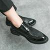 Fashion Italian Black Formal Shoes Summer Hollow Men Loafers Wedding Dress Shoes Patent Leather Oxford Shoes Leather Man Moccasins