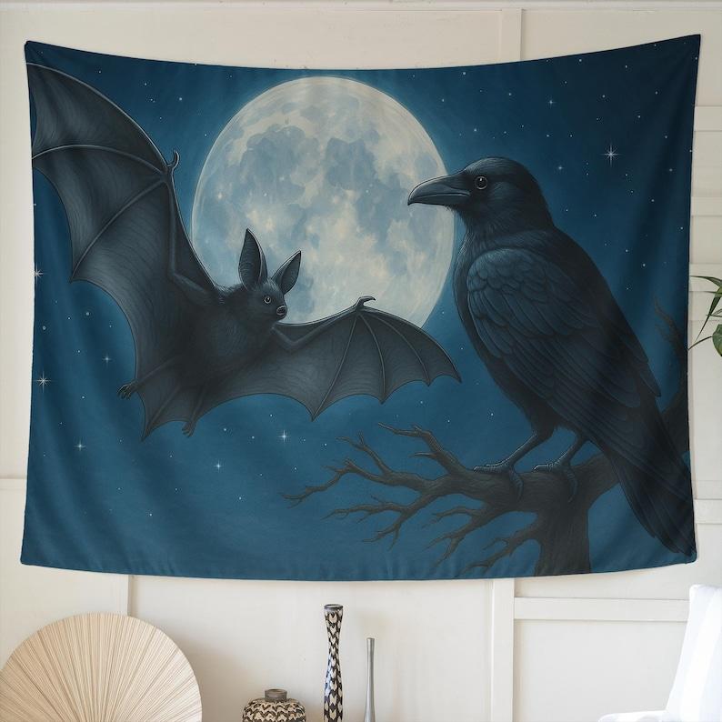 Ravens and Bats Full Moon tapestry 75x100 чёрный