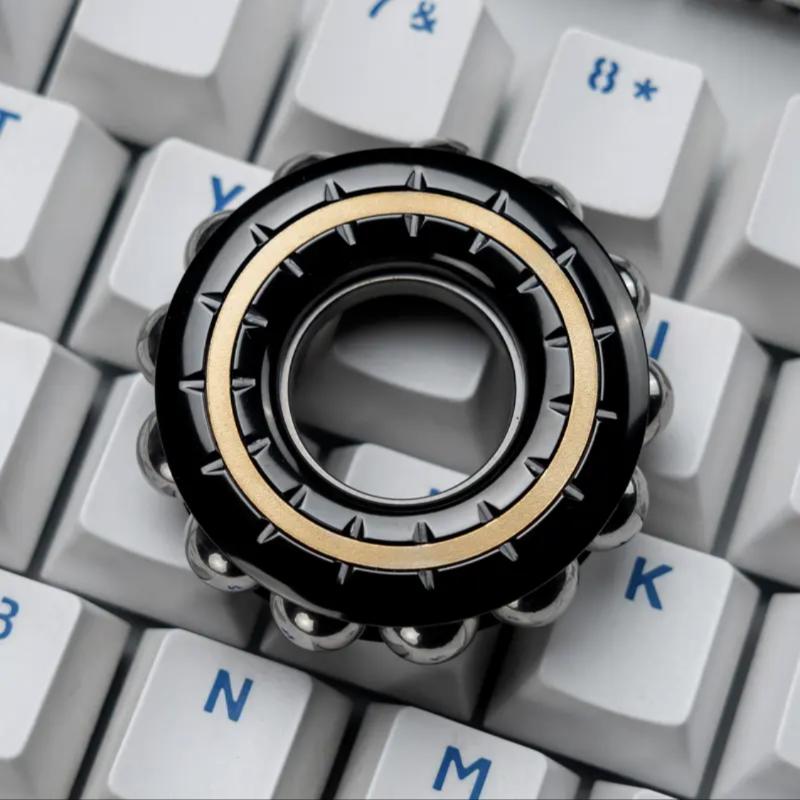 Edc Mechanical Ring Buddha Beads Fidget Spinner Metal Ratchet Decompression Push Slider Anxiety Stress Relief Fingertip Gyro Toy