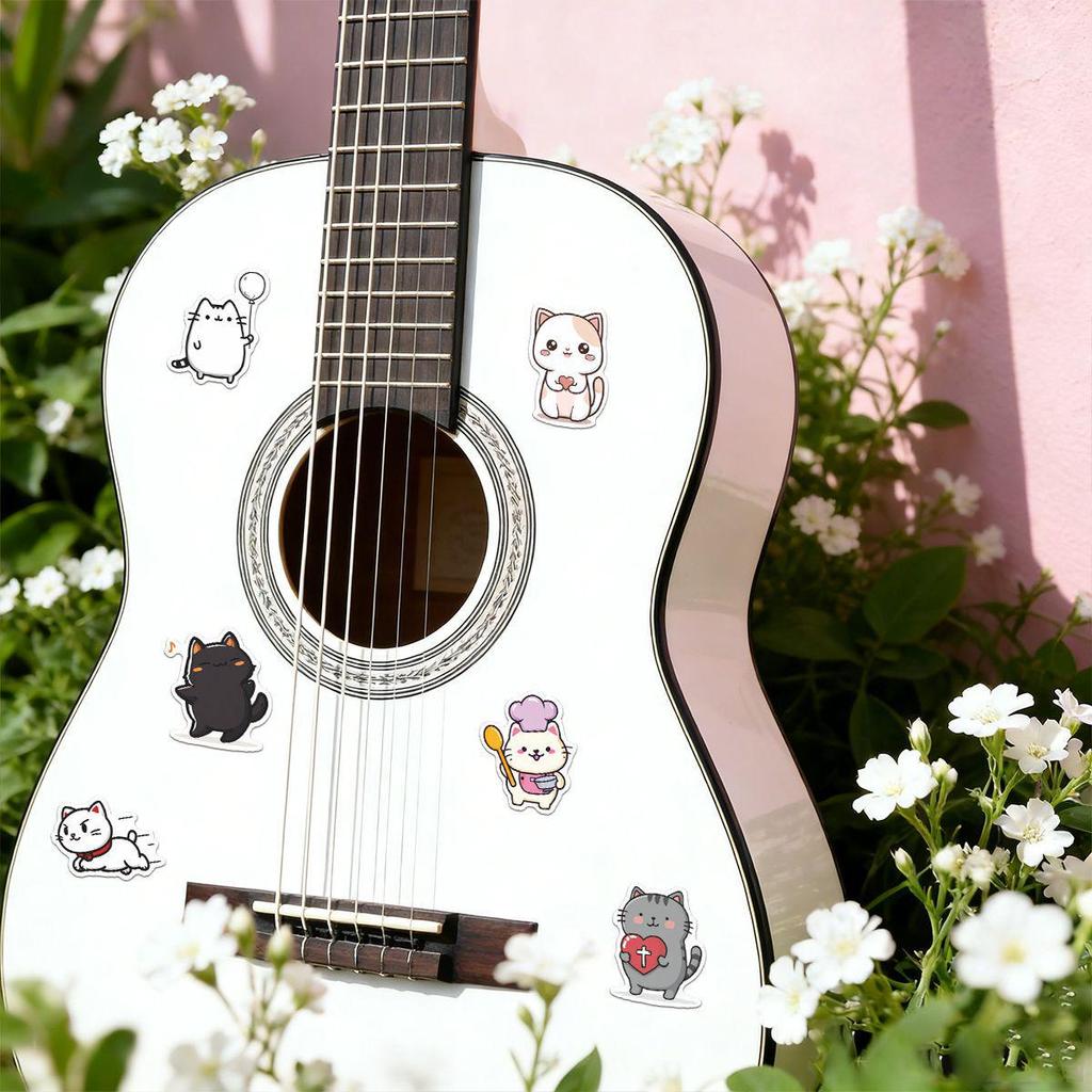 50 Cute Cat Planet Doodle Stickers - Waterproof for Suitcases, Notebooks, Journals