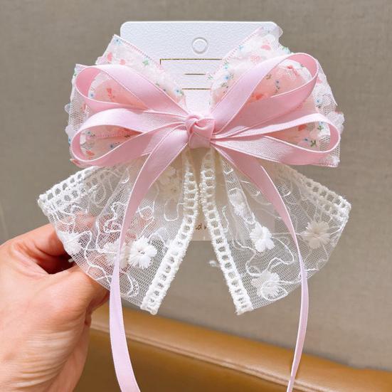 Hairpin Soft Embroidery Lace Splicing Ribbon Bowknot Decor Girl Hair Pin Gentle Hairstyles Side Hair Clips Hair Accessory
