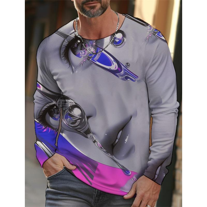 3D Anime Girl Printed Casual Round Neck Graphic T-Shirt Tops Breathable Sports Long Sleeve