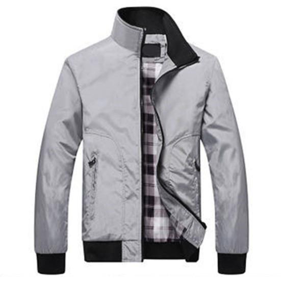 Men Coat Solid Color Stand Collar Pockets Elastic Cuff Spring Jacket for Daily Wear