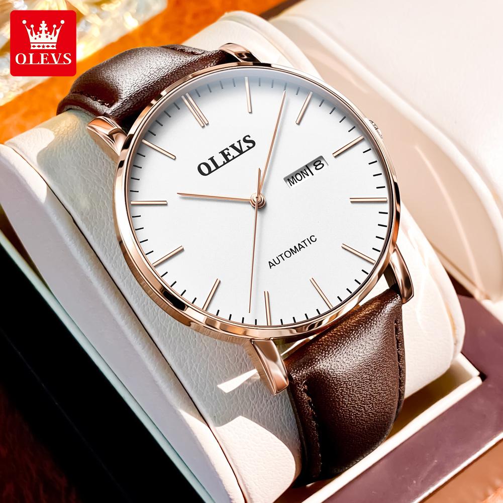 OLEVS Men's Watches Simple Casual Original Automatic Mechanical Wristwatch for Man Self-winding Movement Waterproof Luminous New