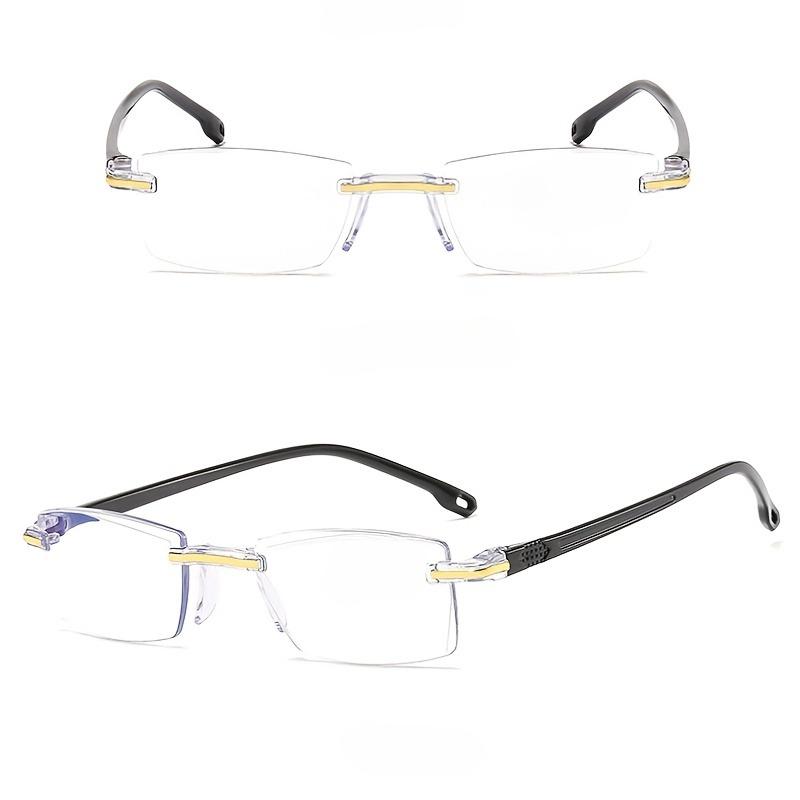 16 Pièces Lunettes de Lecture Légères Sans Monture avec Blocage de la Lumière Bleue pour Hommes et Femmes Monture Rectangulaire +1.0 À +4.0
