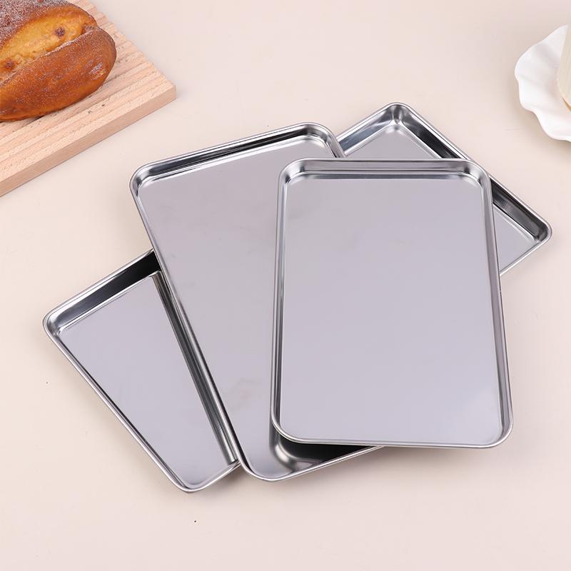 Nordic Stainless Steel Rectangular Tray Pastry Food Baking Plates Pallet Storage Disk Snack Cake Dish Organizer Tray Home Decor