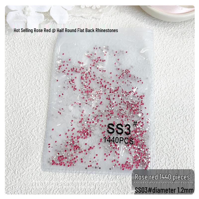 1440 шт. Розово-красные стразы с плоским дном - Супер блестящие наклейки для DIY-дизайна ногтей