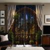 2 pieces of HD digital black European night curtain home decoration style decoration living room bedroom wear rod curtain effect