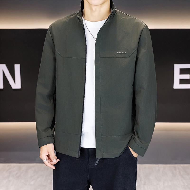 2025 Spring/Autumn Solid Stand-up Collar Casual Jacket for Men