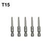 Professional Grade 1/4 Inch Hex Shank Torx Screwdriver Bits 5 Pieces