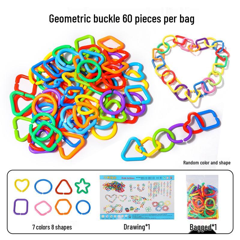 Geometric Ring Buckle Chain Building Block Necklace Toy for Kids - Educational and Developmental