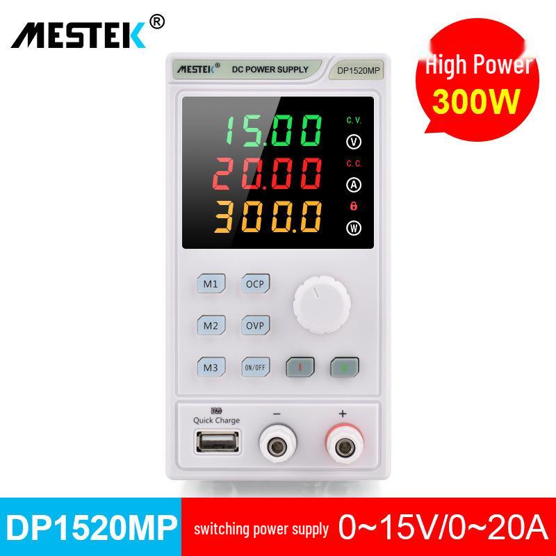Mestek Adjustable DC Regulated Power Supply with USB Charging, Programmable Voltage & Current Control