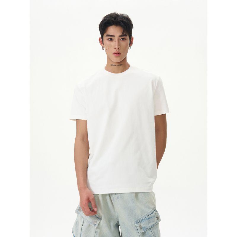 Kisko American Retro Basic Solid Color Casual Cool Short-Sleeve T-Shirt for Men and Women, Summer Commuting Loose Inner Top