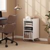 Mobile Bookshelf with Adjustable Shelves, 3-Tier Rolling Cart with Top Basket, White