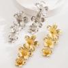 Silver Flower Needle Earrings: Trendy, Multi-Layered Design with a Bold, Elegant Touch for Women