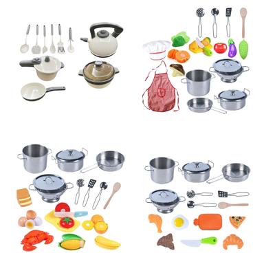Kids Cookware Kits Pretend Play Set Metal Fruit Cookware Toy Cooking Set Early Development Educational Gift