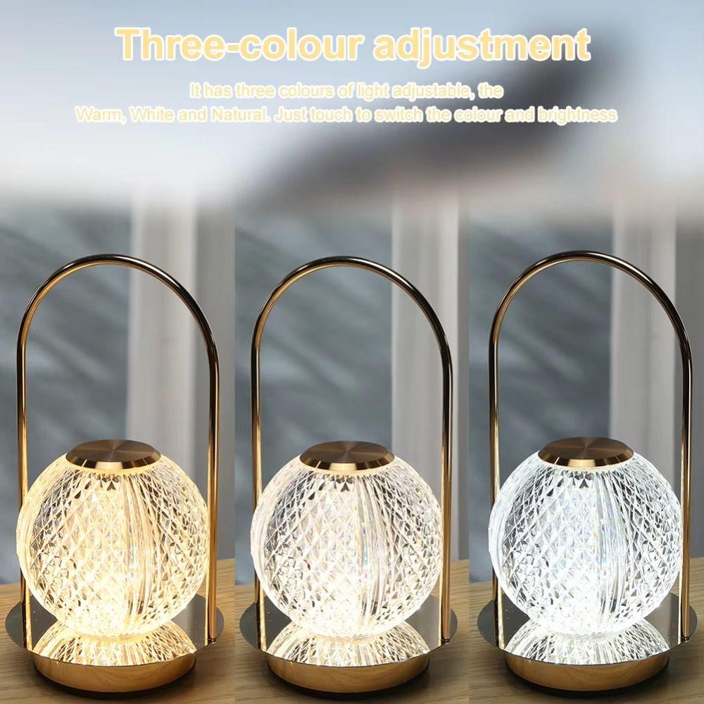 Dimmable Crystal Desk Lamp Nordic Portable Night Light Modern Metal Table Lamp  Bar Counter