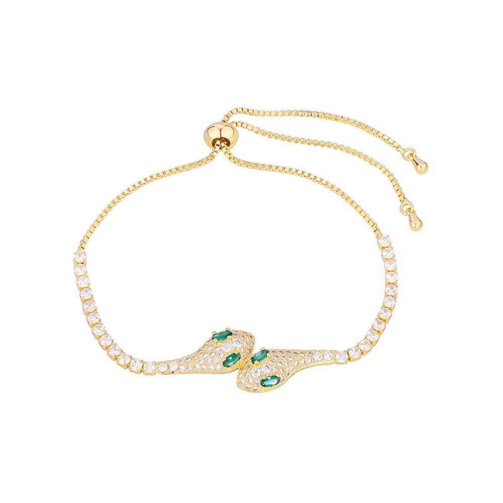 Grünäugige Geister-Schlangen-Armband, Hochwertiges Design für Damen, Exquisite Zieh-Handseil, Verstellbarer Micro-Inlay Zirkon Schmuck.